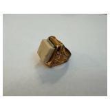 Sky King Ring Radar Signal - Gold-tone Band with Pale Rectangular Top