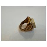 Sky King Ring Radar Signal - Gold-tone Band with Pale Rectangular Top