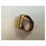 Sky King Ring Radar Signal - Gold-tone Band with Pale Rectangular Top