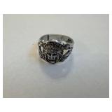 Ring - Native American Chief Headdress Motif, Silver-tone