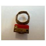 Sky King Ring - Red Insert, Brass-toned Housing (1 Unit)