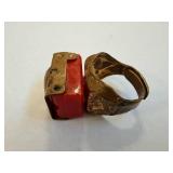 Sky King Ring - Red Insert, Brass-toned Housing (1 Unit)