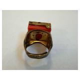 Sky King Ring - Red Insert, Brass-toned Housing (1 Unit)