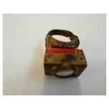 Sky King Ring - Red Insert, Brass-toned Housing (1 Unit)