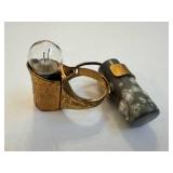 Lone Ranger Flashlight Ring - Vintage Brass Ring with Glass Bulb & Battery Pack