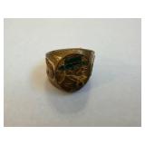 Dick Tracy Enamel Hat Ring - Green Enamel Costume Jewelry, Collectible
