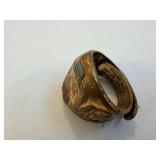 Dick Tracy Enamel Hat Ring - Green Enamel Costume Jewelry, Collectible