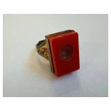 Roy Rogers Microscope Ring - Red Plastic Front with Circular Lens Window