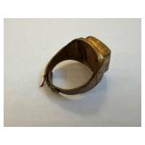 Tom Mix magnet ring - Brass-tone ring with square inset plate