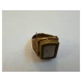 Tom Mix magnet ring - Brass-tone ring with square inset plate