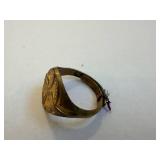 Captain Frank Hawks Ring - Winged Propeller Medallion, Gold-Toned Vintage Signet