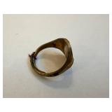 Captain Frank Hawks Ring - Winged Propeller Medallion, Gold-Toned Vintage Signet