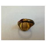 Captain Frank Hawks Ring - Winged Propeller Medallion, Gold-Toned Vintage Signet