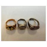 Signet Ring Set - Mickey Mouse Inlay, Abstract Crest, Plain Dial (3 Rings)