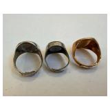 Signet Ring Set - Mickey Mouse Inlay, Abstract Crest, Plain Dial (3 Rings)