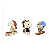 Peanuts Snoopy Enamel Pins Set - 3 Snoopy Designs + Super America Round Pin
