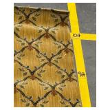 6x9 ft Gold Trellis Area Rug with Floral Leaf Motif - Mustard & Sage Tones