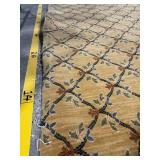 6x9 ft Gold Trellis Area Rug with Floral Leaf Motif - Mustard & Sage Tones