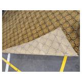 6x9 ft Gold Trellis Area Rug with Floral Leaf Motif - Mustard & Sage Tones