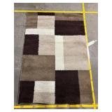 Patchwork Area Rug - Neutral Browns & Cream, Thick Shag