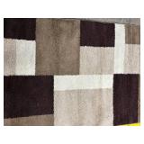 Patchwork Area Rug - Neutral Browns & Cream, Thick Shag