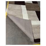 Patchwork Area Rug - Neutral Browns & Cream, Thick Shag