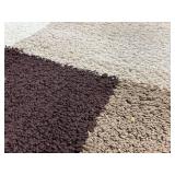 Patchwork Area Rug - Neutral Browns & Cream, Thick Shag