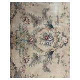 Floral Medallion Area Rug - Beige Field with Sage Blue Border