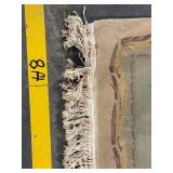 Floral Medallion Area Rug - Beige Field with Sage Blue Border