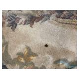 Floral Medallion Area Rug - Beige Field with Sage Blue Border