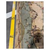 Floral Medallion Area Rug - Beige Field with Sage Blue Border