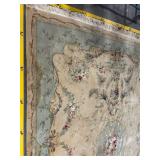 Floral Medallion Area Rug - Beige Field with Sage Blue Border