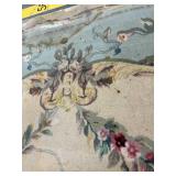 Floral Medallion Area Rug - Beige Field with Sage Blue Border