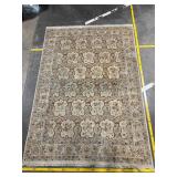 Oriental Floral Medallion Area Rug 9x12 ft Ivory Cream with Brown Border