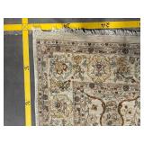 Oriental Floral Medallion Area Rug 9x12 ft Ivory Cream with Brown Border