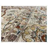 Oriental Floral Medallion Area Rug 9x12 ft Ivory Cream with Brown Border