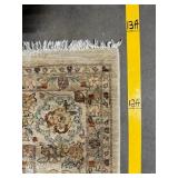 Oriental Floral Medallion Area Rug 9x12 ft Ivory Cream with Brown Border