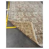 Oriental Floral Medallion Area Rug 9x12 ft Ivory Cream with Brown Border