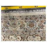Oriental Floral Medallion Area Rug 9x12 ft Ivory Cream with Brown Border