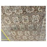 Oriental Floral Medallion Area Rug 9x12 ft Ivory Cream with Brown Border