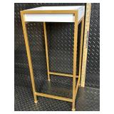 Gold Bamboo-Style Console Table Set - Glass Top, White Drawer - 2-Piece