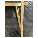 Gold Bamboo-Style Console Table Set - Glass Top, White Drawer - 2-Piece