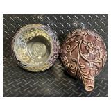 Vases - Mosaic Glass Sphere & Embossed Ceramic Floral Vase (Lot of 2)