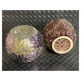 Vases - Mosaic Glass Sphere & Embossed Ceramic Floral Vase (Lot of 2)