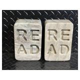 READ Engraved Stone Bookends - Pair of Natural Stone Blocks
