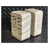 READ Engraved Stone Bookends - Pair of Natural Stone Blocks