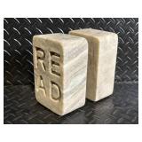 READ Engraved Stone Bookends - Pair of Natural Stone Blocks