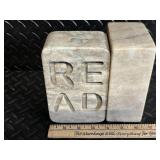 READ Engraved Stone Bookends - Pair of Natural Stone Blocks