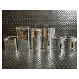 Vintage Kromex Diamond-Pattern Canister Set - Coffee, Flour, USA Made