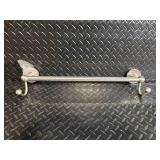 Brushed Nickel Wall-Mount Towel Bar with End Hooks - 28-30 in